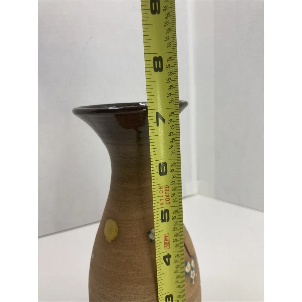 Vintage Hand-painted Flower Buds Pottery Vase‎ Japan 7 inch